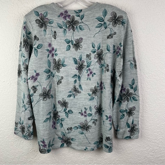 Vintage 90s Alfred Dunner Longsleeve Floral Sweater Top with Beads Size Small - Picture 6 of 12